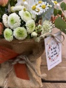 BOLSA SACO CON FLOR NATURAL Y MENSAJE MADERA DIA DE LA MADRE