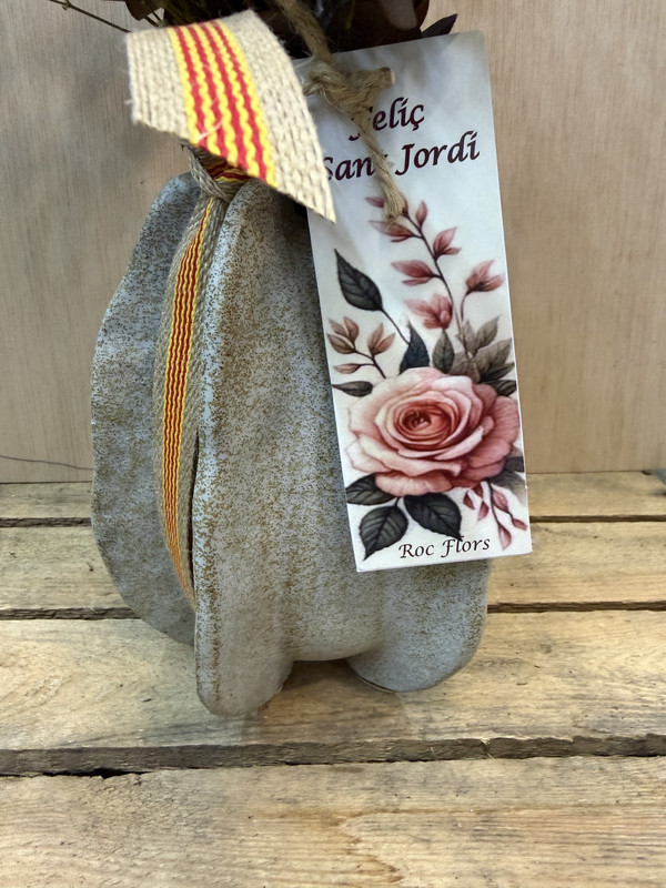 JARRON CERÁMICA CON 1 ROSAS ETERNAS SANT JORDI