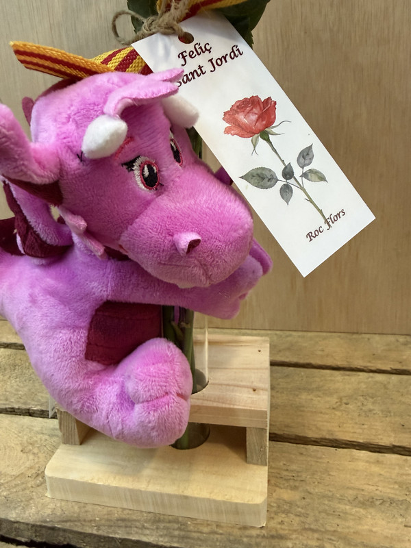 VIOLETERO CON DRAGON PELUCHE ROSA SANT JORDI