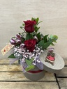 CAJA REDONDA CON ROSAS Y MENSAJE I LOVE YOU ENAMORADOS