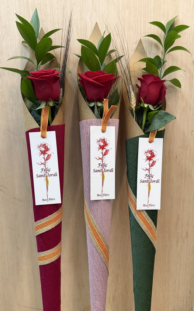 ROSA INDIVIDUAL CONO TARJETA SANT JORDI