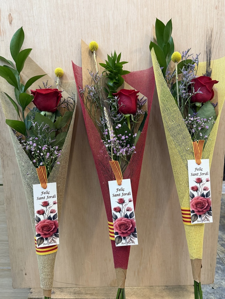 ROSA INDIVIDUAL CONO DECORADO  SANT JORDI
