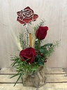 BOLSA SACO CON 2 ROSAS MÁS ROSA MADERA SANT JORDI