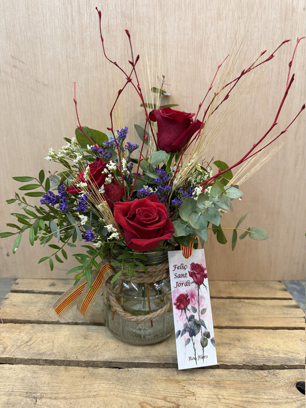 JARRON CRISTAL 3 ROSAS SANT JORDI
