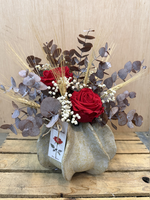 JARRON CERÁMICA CON 2 ROSAS ETERNAS SANT JORDI