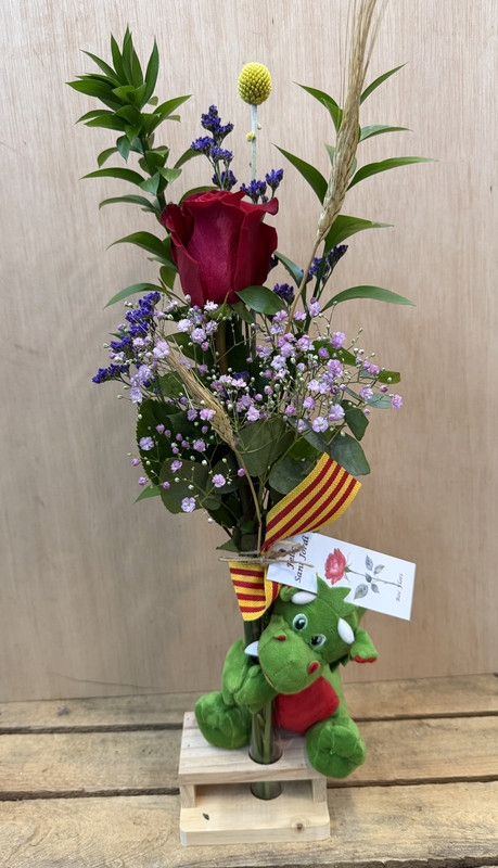 VIOLETERO CON DRAGON PELUCHE VERDE SANT JORDI