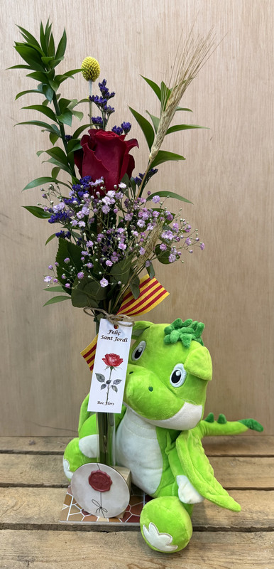 VIOLETERO CON DRAGON PELUCHE 30 CM SANT JORDI