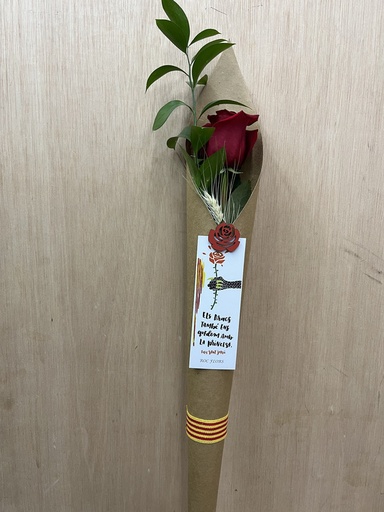 [SJ139] ROSA INDIVIDUAL CONO TARJETA SANT JORDI