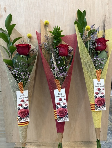 [SJ140] ROSA INDIVIDUAL CONO DECORADO  SANT JORDI