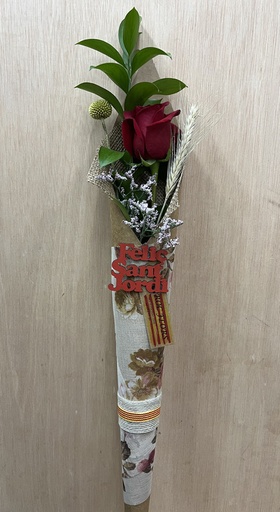 [SJ140] ROSA INDIVIDUAL CONO DECORADO  SANT JORDI