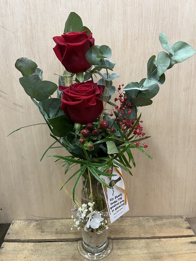 [SJ144] JARRON CRISTAL CON 2 ROSAS SANT JORDI