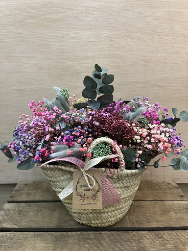 [DM130] CANASTO CUERDA CON FLOR HIDROFILADA DIA DE LA MADRE
