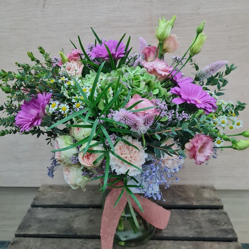 [DM102] JARRON CRISTAL CON FLORES NATURALES