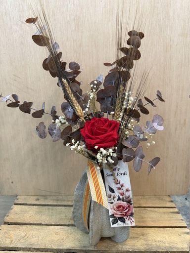 [SJ158] JARRON CERÁMICA CON 1 ROSAS ETERNAS SANT JORDI