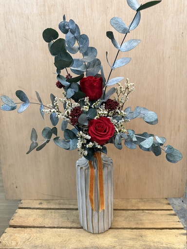 [SJ161] JARRON CERÁMICA 2 ROSAS ETERNAS SANT JORDI